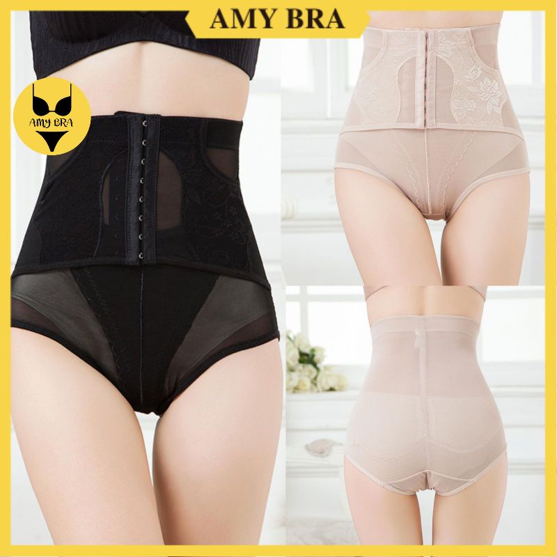 Quần Gen Nịt Bụng Giảm Mỡ - Đai Nịt Bụng Cài Khuy Định Hình Sau Sinh AMY BRA N668
