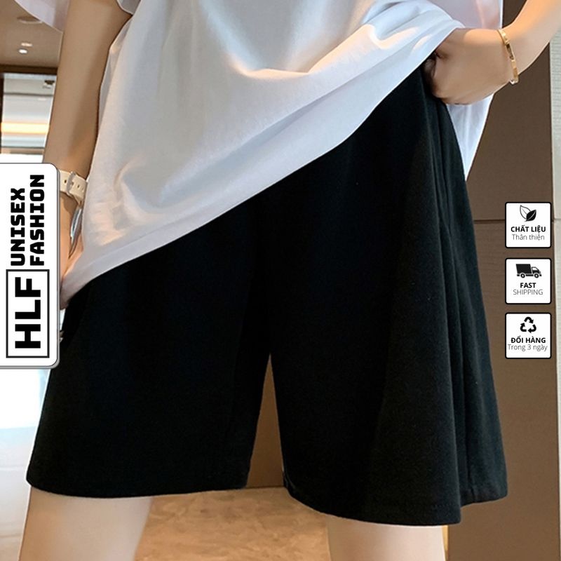 Quần đùi nam nữ ống rộng Unisex basic, quần jean short nữ HLFashion | BigBuy360 - bigbuy360.vn
