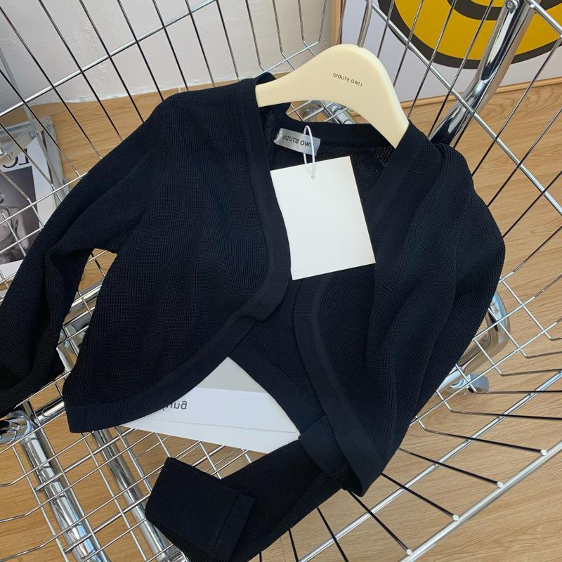 Áo Khoác Cardigan Dệt Kim Vải Lụa Mát Mỏng Dáng Ngắn Thời Trang Mùa Hè Dành Cho Nữ