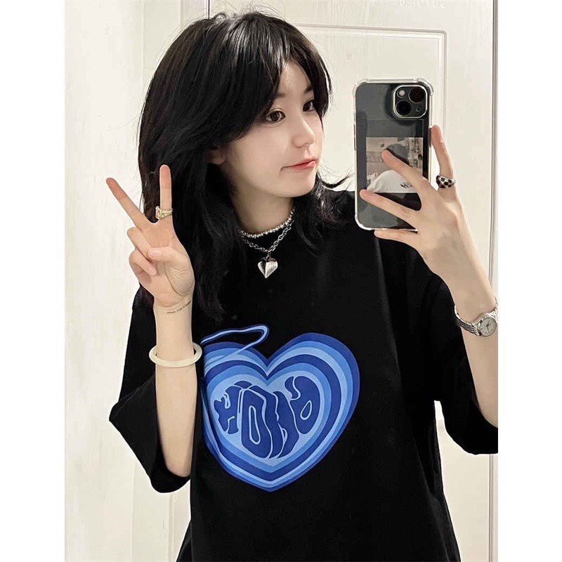 Áo Thun Nữ OVER SIZE In Hình Tim Trước Ngực Siêu Dễ Thương MB