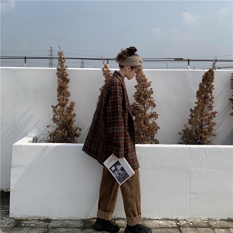 [ORDER]-Áo Blazer Đỏ mận sọc caro (C71) | BigBuy360 - bigbuy360.vn