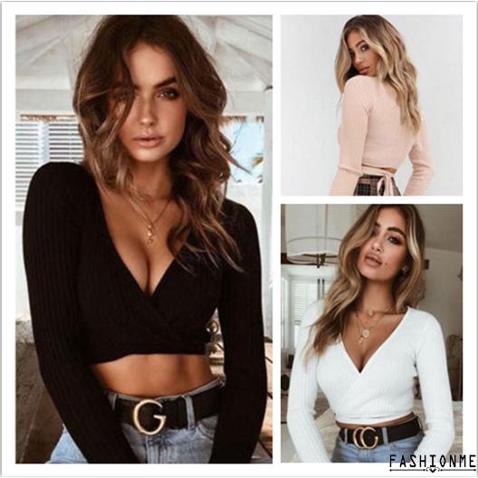 ღ𝓂ℰSexy Women Ladies Long Sleeve Tops Deep V T-Shirt Casual Blouse