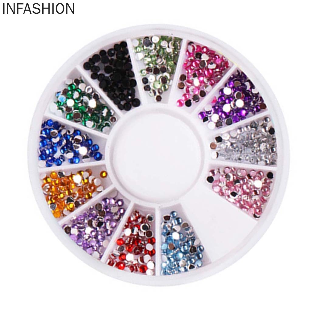 [Hàng mới về] Hộp resin kim cương giả 12 màu trang trí làm đẹp móng tay thủ công