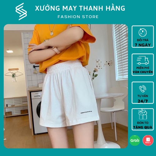 Quần đùi nữ hè, Quần short nữ họa tiết thêu chữ 2 màu cực đẹp cho mùa hè