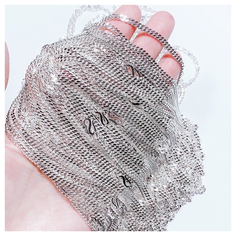 Dây chuyền họng đơn phay bạc ta chuẩn sáng đẹp cho bé-THJ SILVER