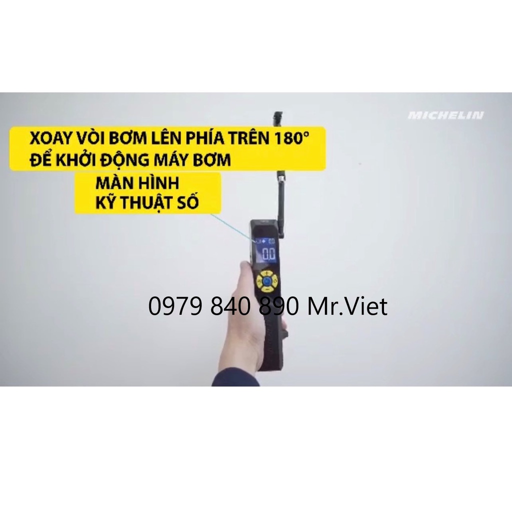 Máy bơm lốp xe đạp , xe máy , ô tô xài Pin sạc Michelin 3321 - Chính hãng Michelin