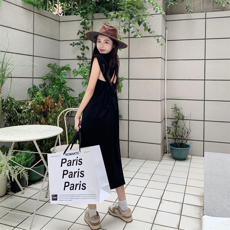 [Linin] Đầm Sát Nách Dáng Rộng Hở Lưng Có Đệm Mút Size Lớn Thời Trang Mùa Hè Cho Nữ