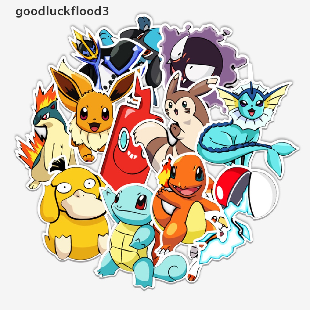 Bộ 50 Miếng Dán Hình Pokemon Nhật Bản Trang Trí Đàn Guitar Laptop