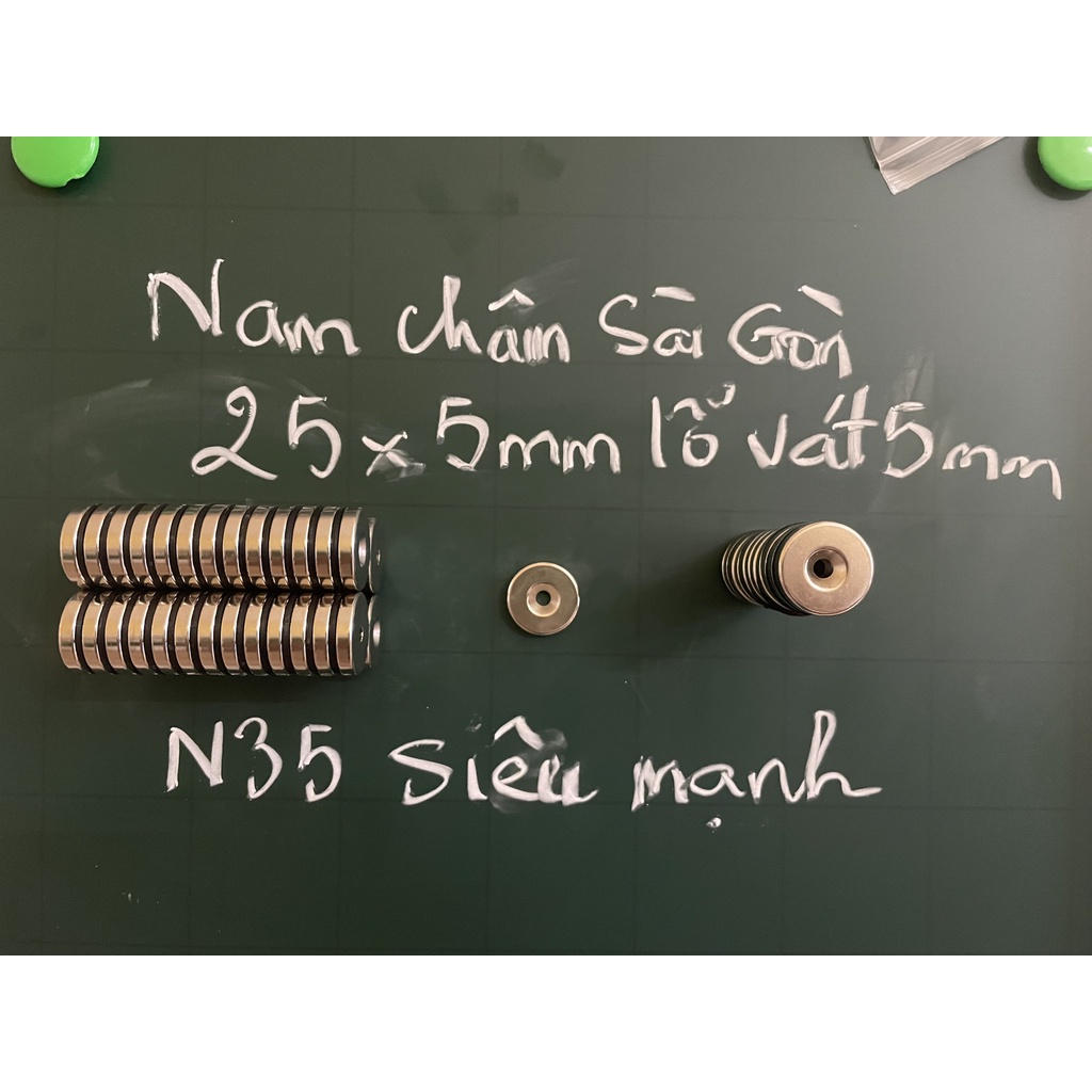 [NCSG] Nam châm đất hiếm 25x5mm lỗ vát M5 lực từ N35