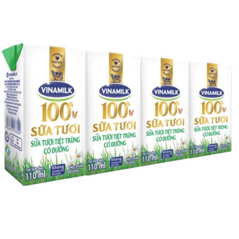 Thùng 48 hộp sữa tươi Vinamilk 100% 110ml có đường