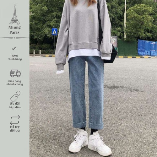 [Mã  NHUNNHUG9 giảm 5k đơn 100k] Quần jeans BAGGY NỮ, jean bò ống suông, rộng style HÀN QUỐC HOT HIT 2021 | BigBuy360 - bigbuy360.vn