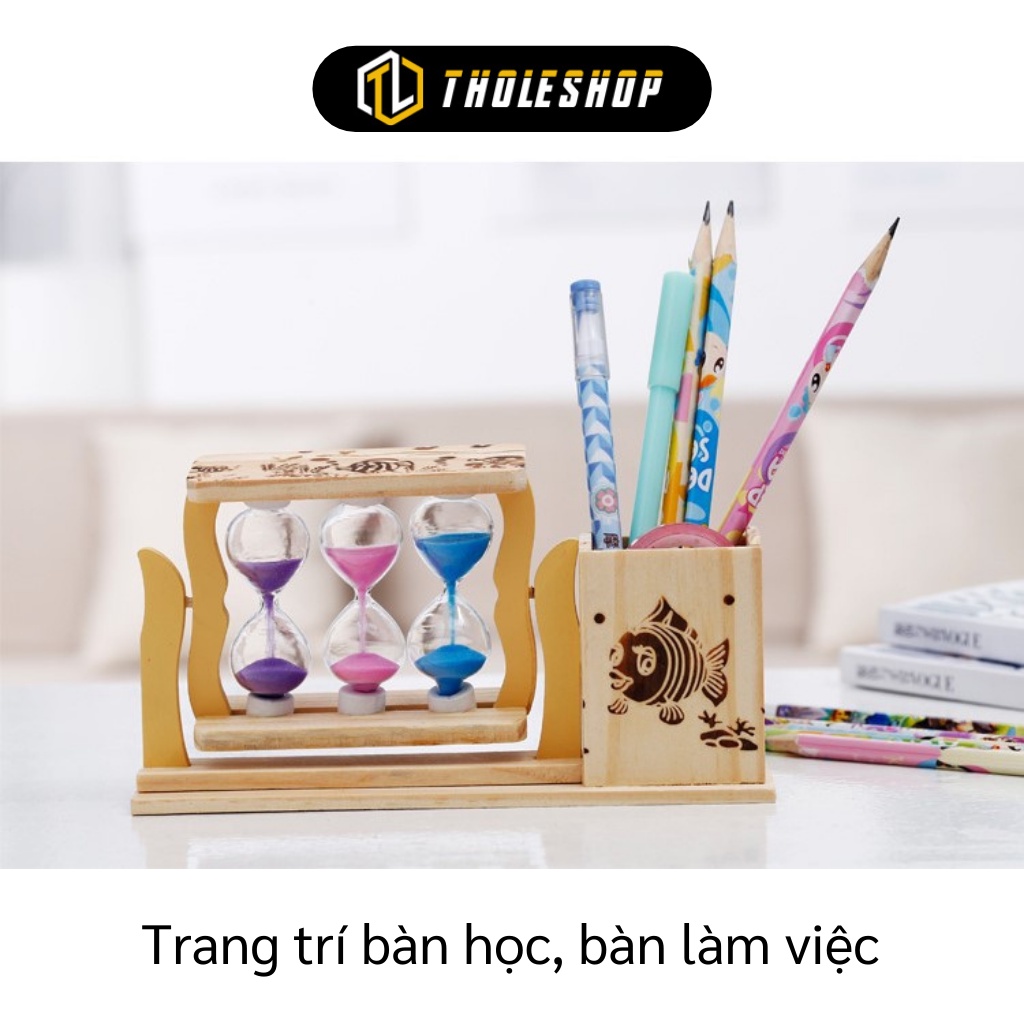 Đồng Hồ Cát - Hộp Đựng Bút Kèm 3 Đồng Hồ Cát Trang Trí Bàn Học Của Bé  8642