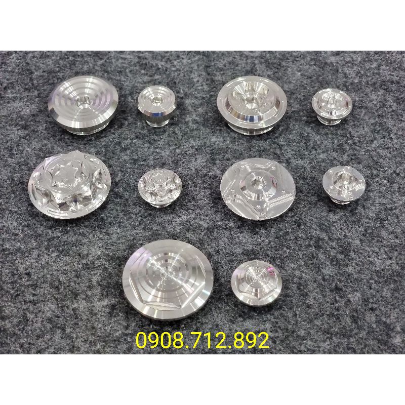 Ốc mâm lửa và nắp nhớt salaya inox 304 không gỉ , có nhiều mẫu gắn các loại xe