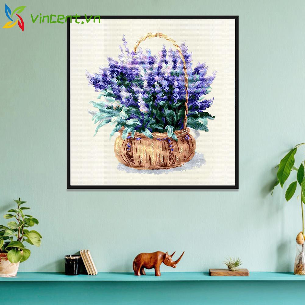 Bộ tranh thêu chữ thập tự làm hình hoa 11ct