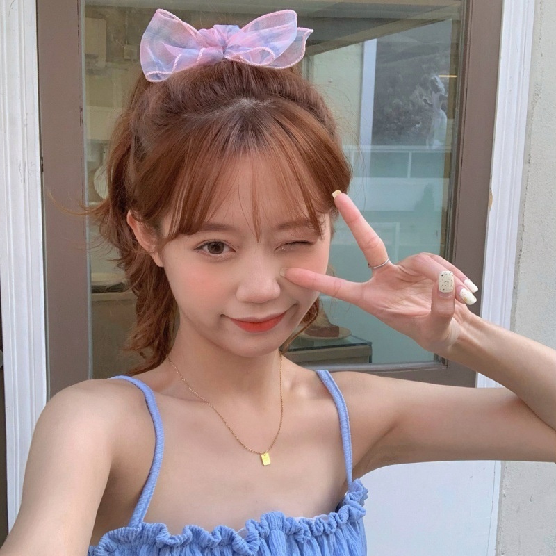 Dây Buộc Tóc Vải Voan Mềm Co Giãn Phối Dây Ruy Băng Thắt Nơ Ngọt Ngào