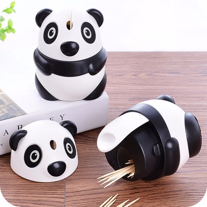 Hộp đựng Tăm hình Gấu trúc Nhấn nút đẩy Tăm lên