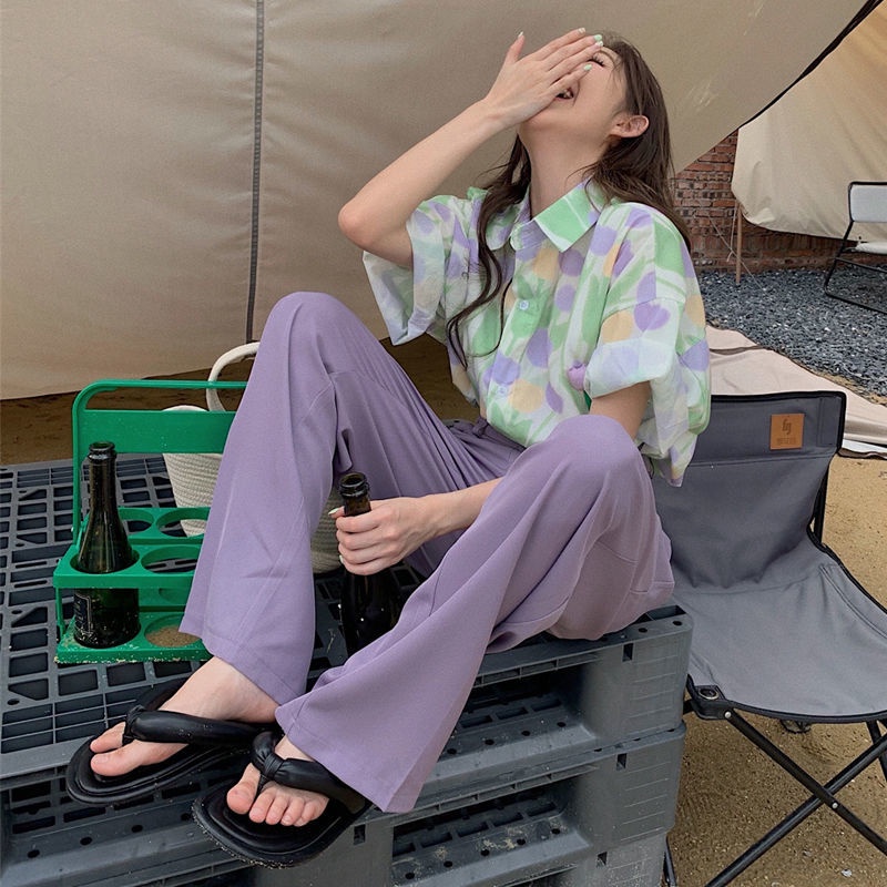 Áo Sơ Mi Ngắn Tay Dáng Rộng In Hình Hoa tulip Thời Trang Mùa Hè Giản Dị Dành Cho Nữ