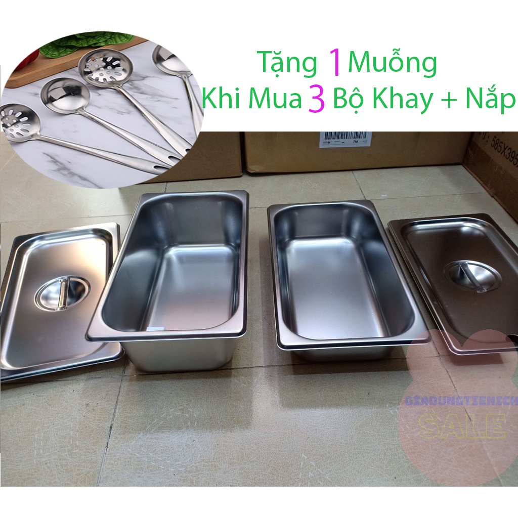 Khay GN 1/3 Đựng Thạch Topping Đựng Thực Phẩm Đựng Pate (có nắp)