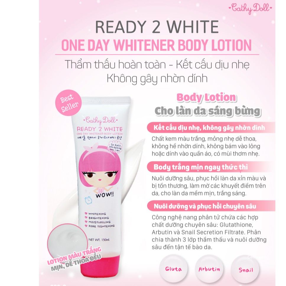 Sữa Dưỡng Thể Trắng da Cathy Doll Ready 2 White - Whitener Body Lotion 150ml