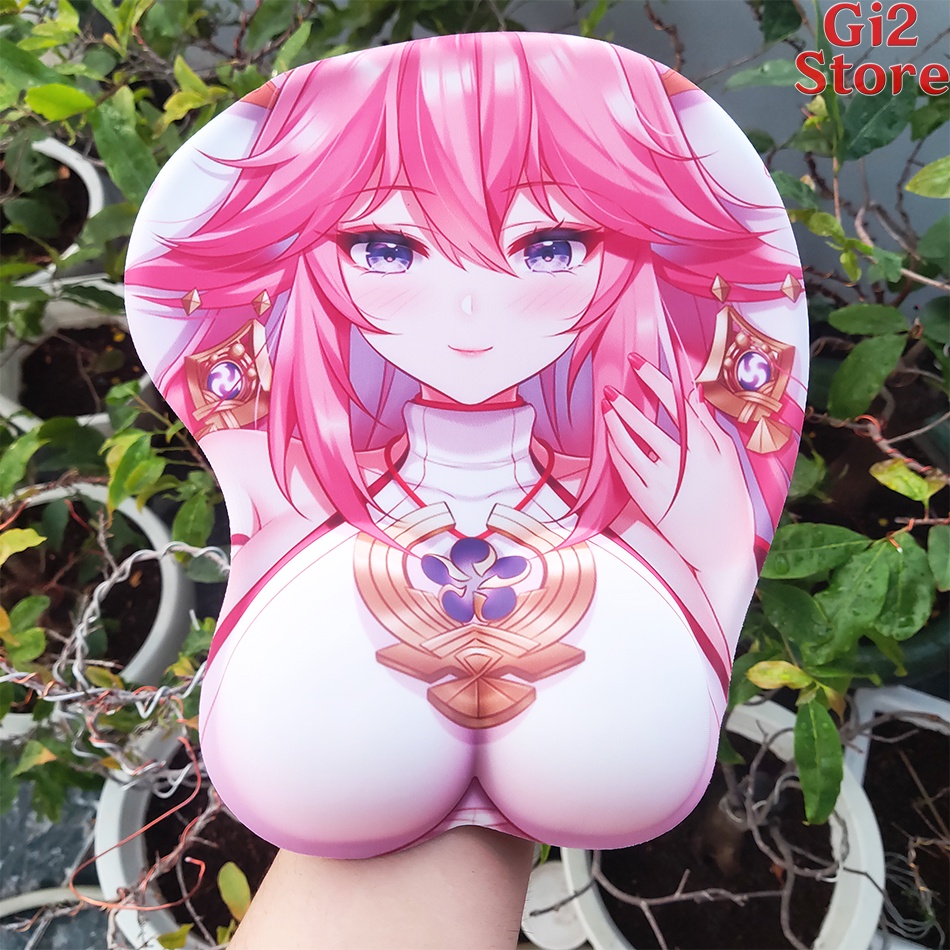 Lót chuột Anime Game 3D Silicon Genshin Impact Raiden Shogun Yae Miko Ganyu Ayaka Hu Tao Shenhe Eula Keqing siêu rẻ