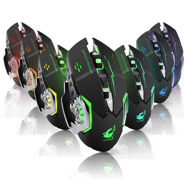 HOT GAMMING  Chuột không dây GAME Wolf X8 PRO Wireless 2.4GHz-Tự động đổi màu sắc