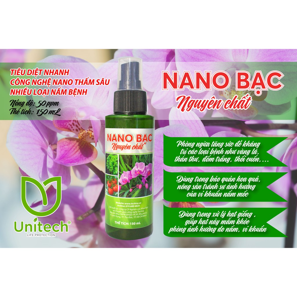 Chai xịt nano bạc nguyên chất Unitech 50ppm (Dùng cho cây cảnh, hoa hồng, hoa lan..vv)