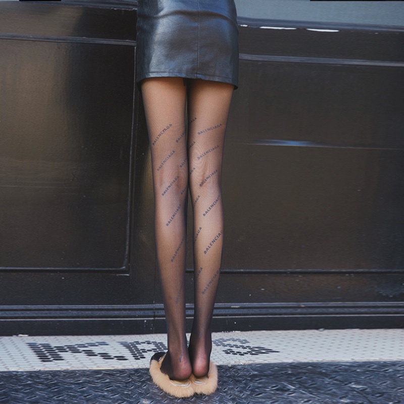 DUNEA Quần tất mỏng chống trượt in chữ thời trang cho nữ