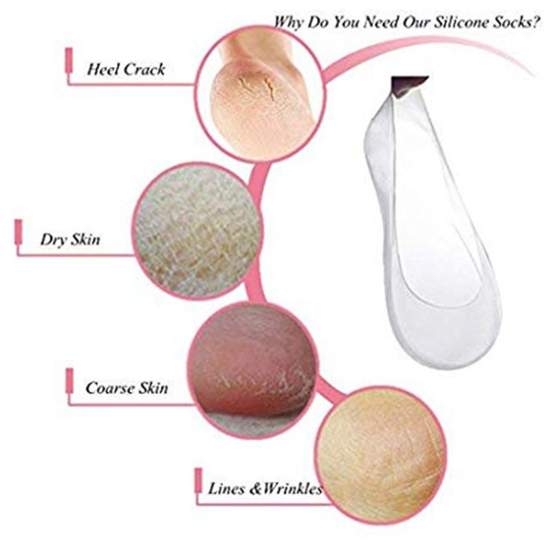 Set 2 Đôi Vớ Silicone Chống Nứt Nẻ Và Chăm Sóc Da Chân Khô