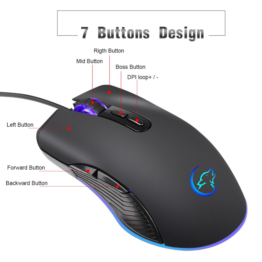 Chuột Gaming G830 4 Màu Dạ Quang 3200dpi Kèm Phụ Kiện