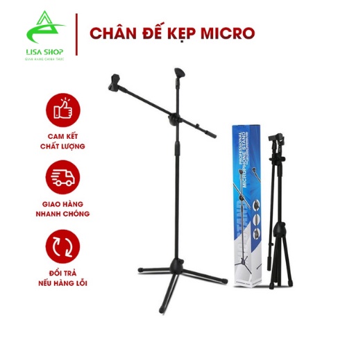 Chân đế kẹp micro BOM MIC STAND, giá đỡ micro đứng phòng thu, sân khấu chuyển nghiệp