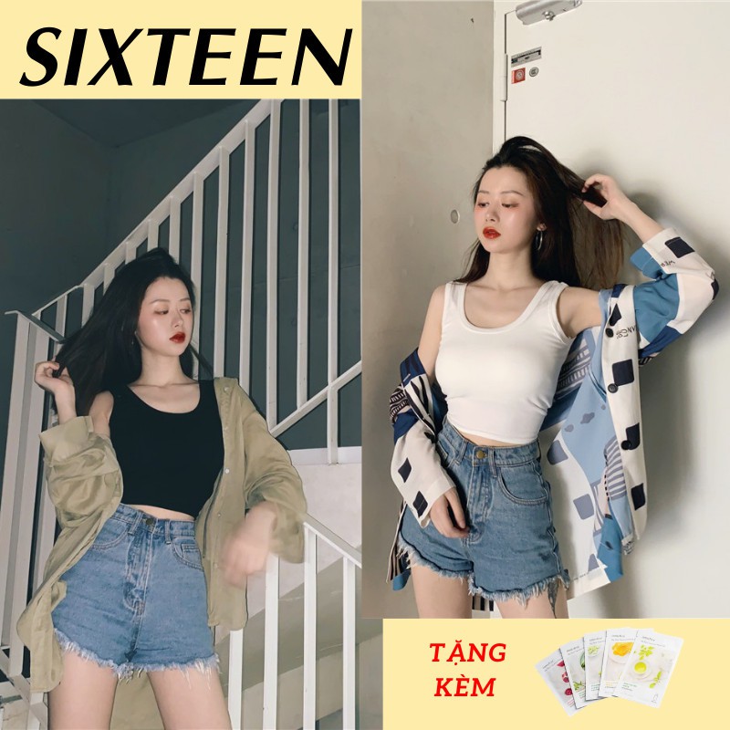 Áo Ba Lỗ, Áo Croptop Co Dãn Ôm Body Phong Cách Hàn Quốc SIXTEEN.