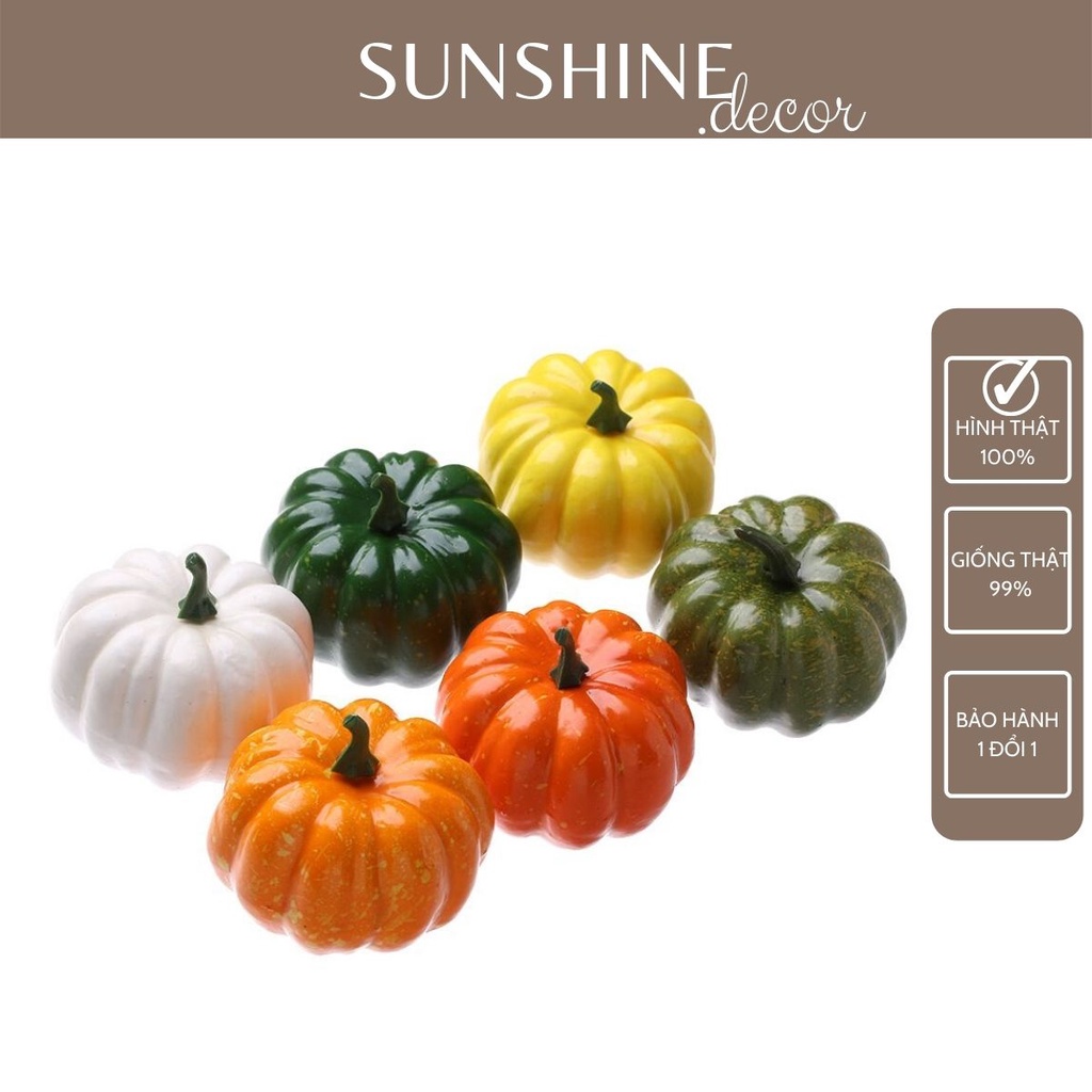 Quả bí ngô giả trang trí bình hoa, decor lễ hội Halloween