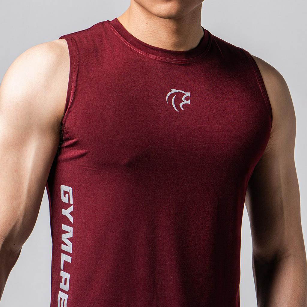Áo Tanktop tập gym nam Gymlab form fit thể thao vải poly thoáng mát - MID LOGO