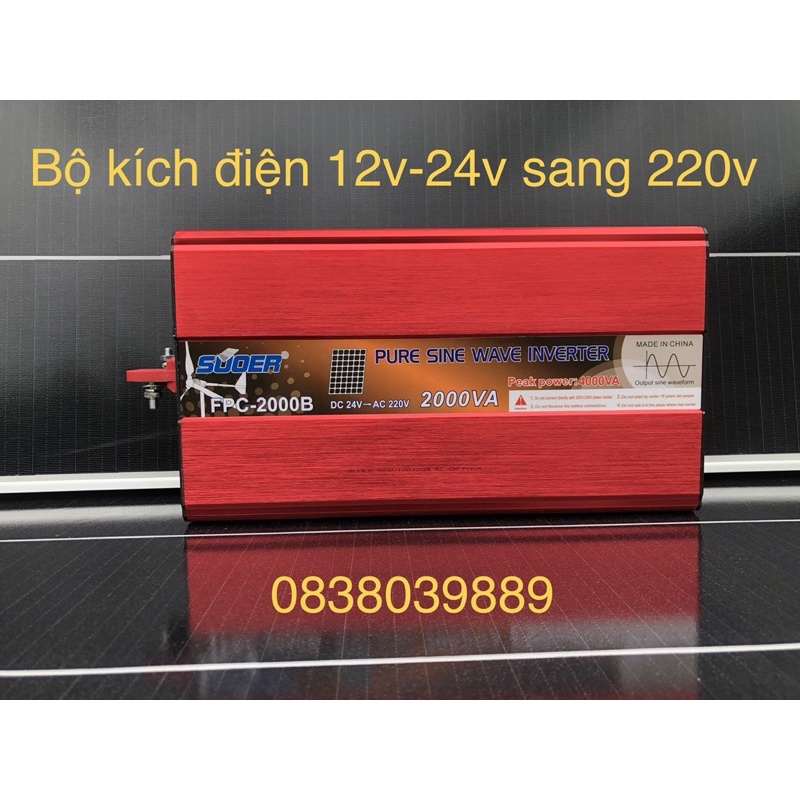 Bộ Kích Điện Sin Chuẩn 2000w 12V 24V Sang 220V Suoer FPC 2000B - Hàng chính hãng đủ công suất