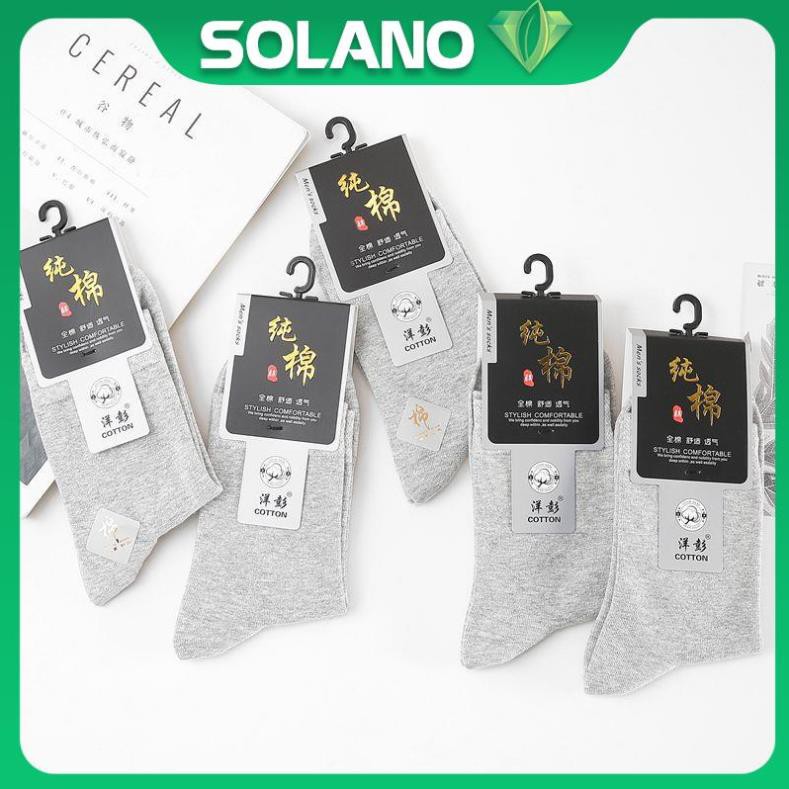 Tất nam cổ cao SOLANO vớ nam cotton co giãn đàn hồi đi làm, đi chơi, tập thể thao chạy bộ, gym đa năng FAS-001330