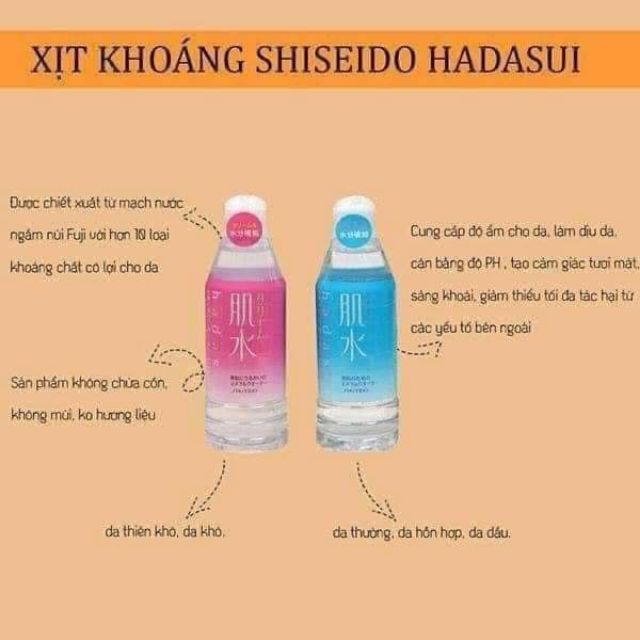 XỊT KHOÁNG HADASUI SHISEIDO  CHUẨN NHẬT 400ML ( có sẵn)