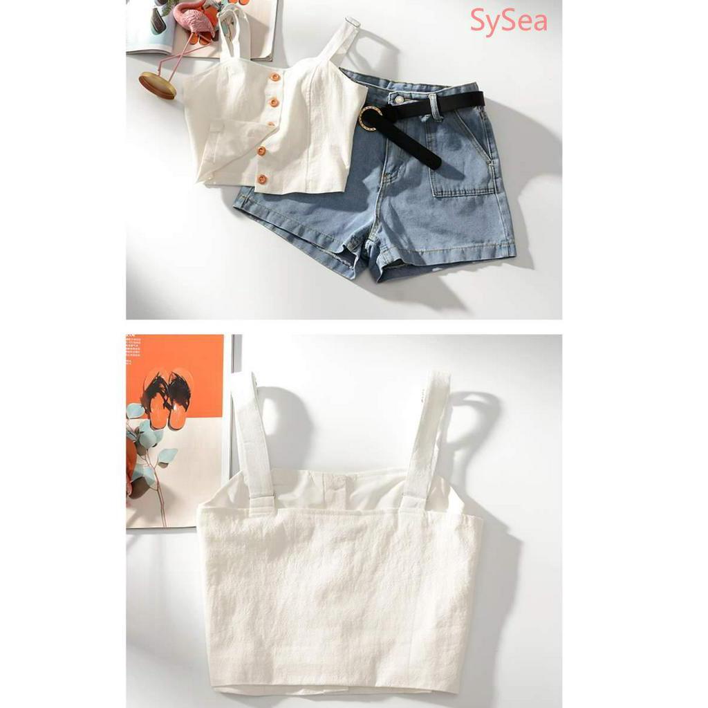 Áo croptop sát nách thời trang mùa hè nữ tính thanh lịch