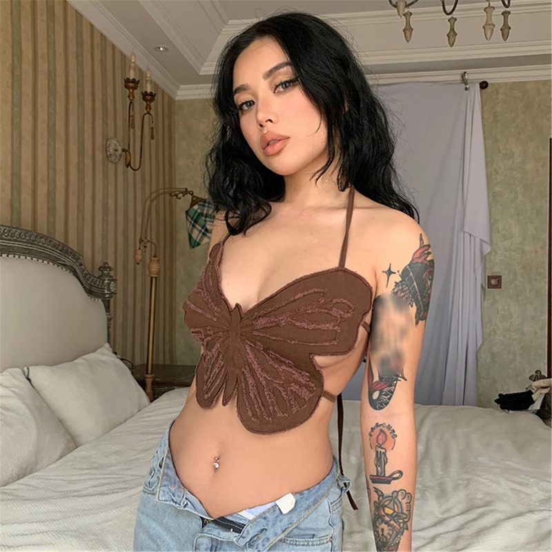 Áo Croptop Hai Dây Cổ Chữ V Gợi Cảm Cho Nữ