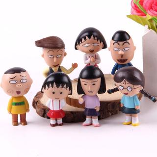 Set 7 mô hình đồ chơi Chibi Maruko Sakura Momoko Honami Tamae Hanawa Nyan cho trẻ em