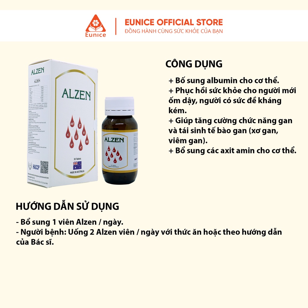 Viên uống phục hồi sức khỏe Alzen Albumin 500mg FERNGROVE PHARMACEUTICALS