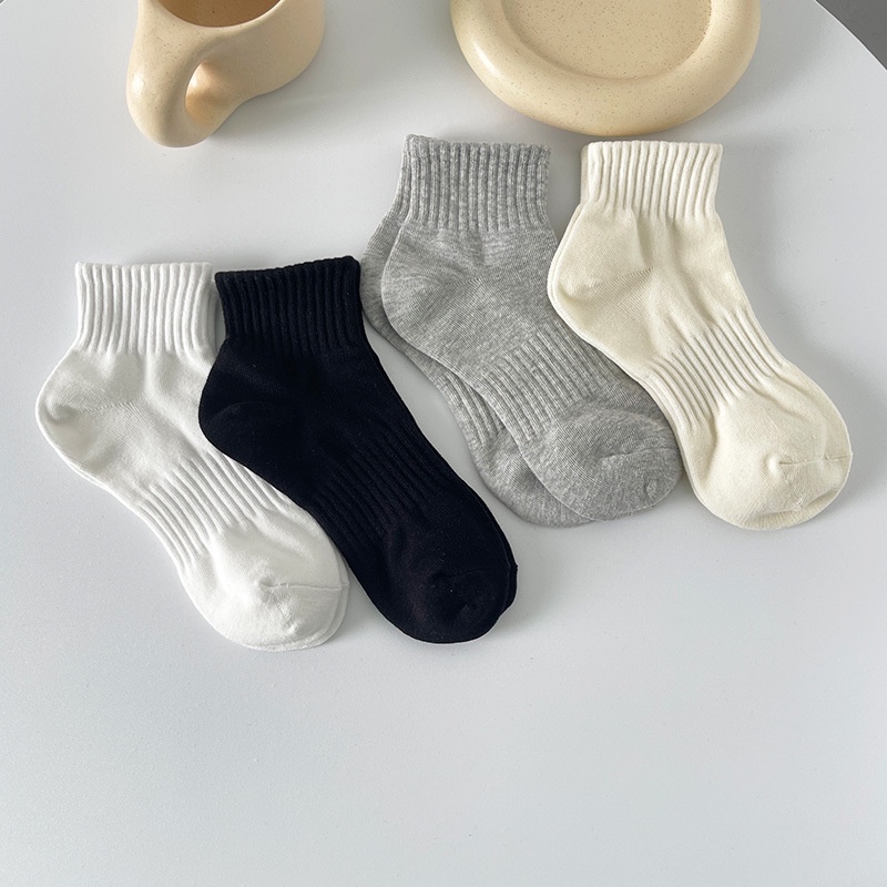 Vớ cotton Màu Trắng Đen Đơn Giản Phong Cách Hàn Quốc Cho Cặp Đôi