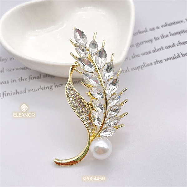 Ghim cài áo nam nữ Eleanor Accessories hình lúa mạch đính đá ngọc trai nhân tạo phụ kiện trang sức 4450
