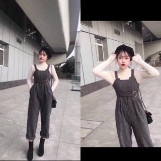 (Ảnh thật+video) Set dạ Yếm quần và áo len tăm CC