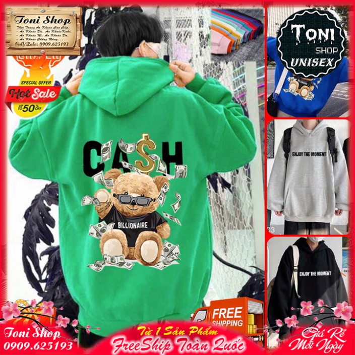 ÁO HOODIE CASH BEAR Nỉ Bông dày dặn - in Pet siêu đẹp và bền (HD4800 - Kèm Video Ảnh Thật) (TONI SHO