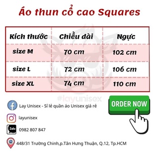 Áo thun Cổ Lọ tay dài Squares Pattern Royalty
