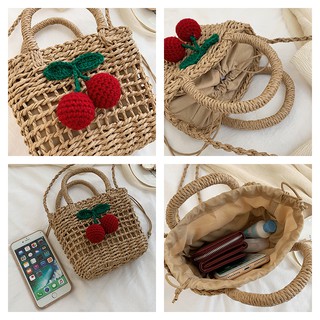 Túi hộp đan cói Cherry Labonia