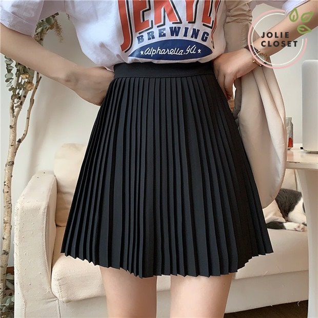 Chân váy xếp ly nhỏ, chân váy tennis dáng ngắn phong cách Hàn Quốc có quần lót trong, màu đen, trắng