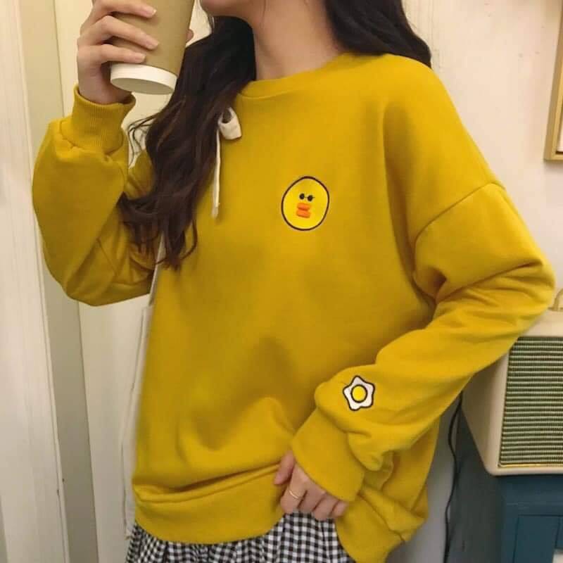 Áo thun tay dài form rộng unisex mặc áo phông đôi hình quả trứng