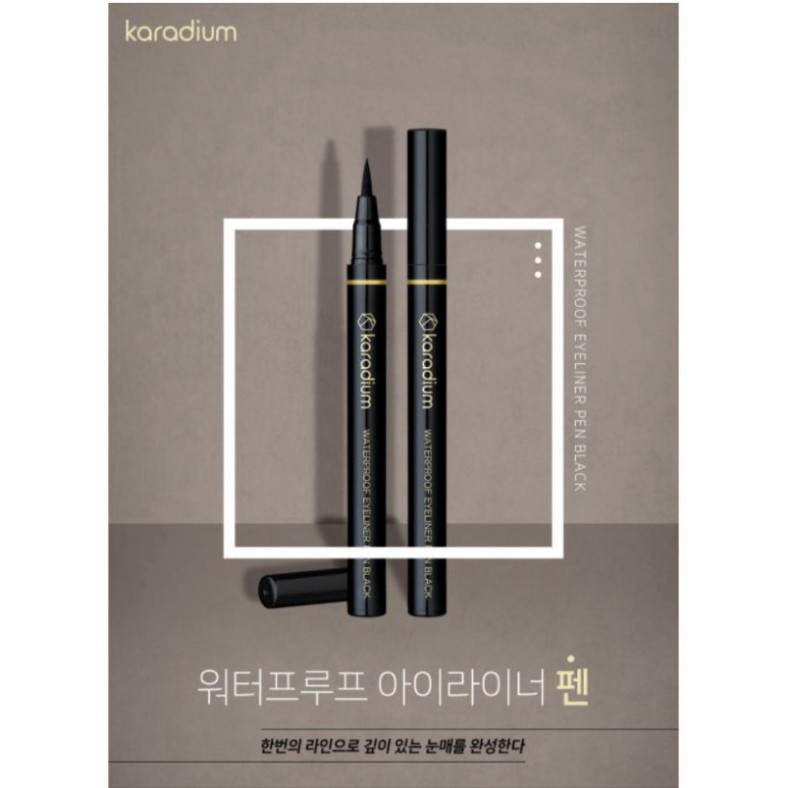 Bút Kẻ Mắt Nước Sắc Nét, Không Trôi Karadium Waterproof Eyeliner Pen #Black E2