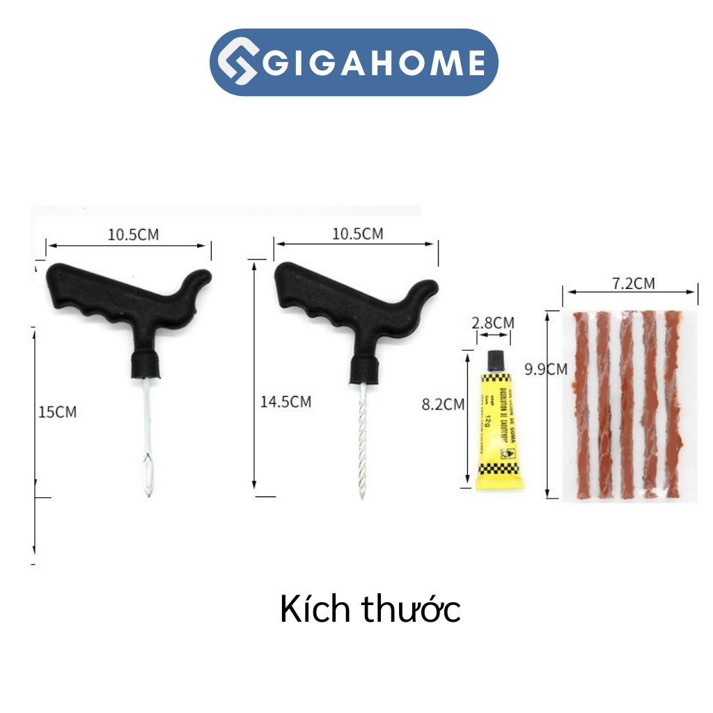 Bộ Dụng Cụ Tự Vá Lốp Xe Gas, Ô Tô Không Ruột 3 Miếng Tiện Lợi GIGAHOME 3085